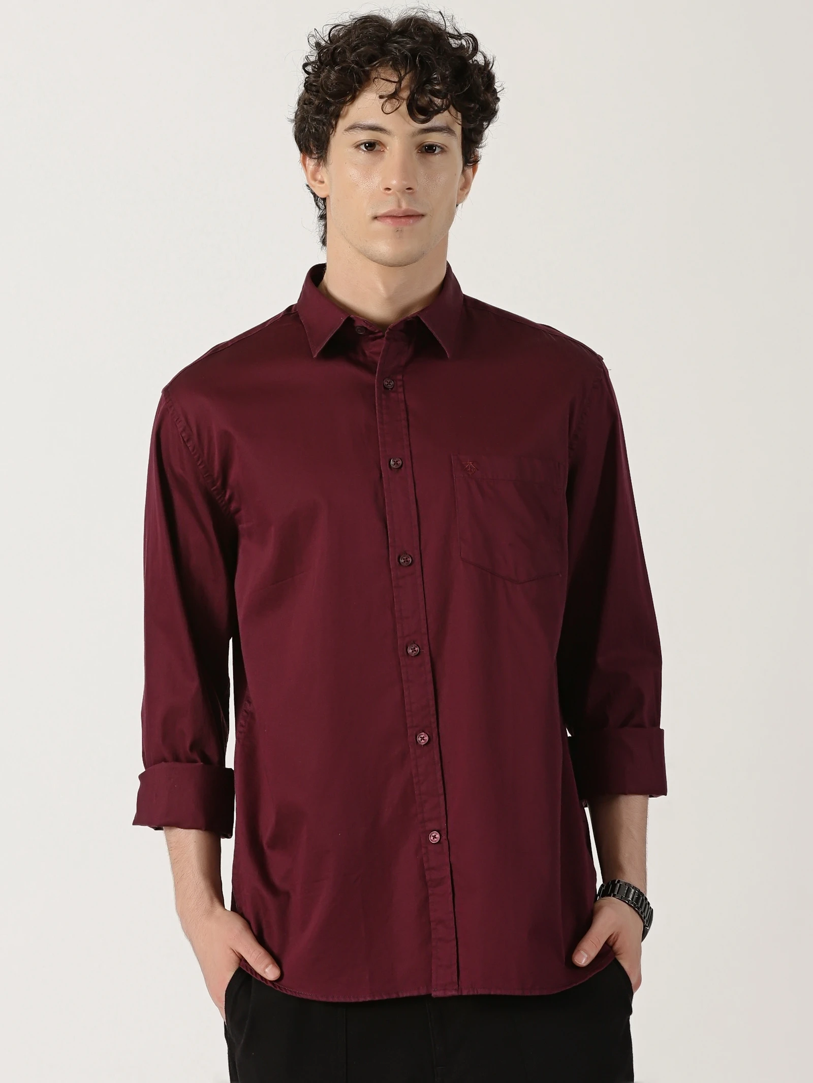 Classic Marron Solid Cotton Satin