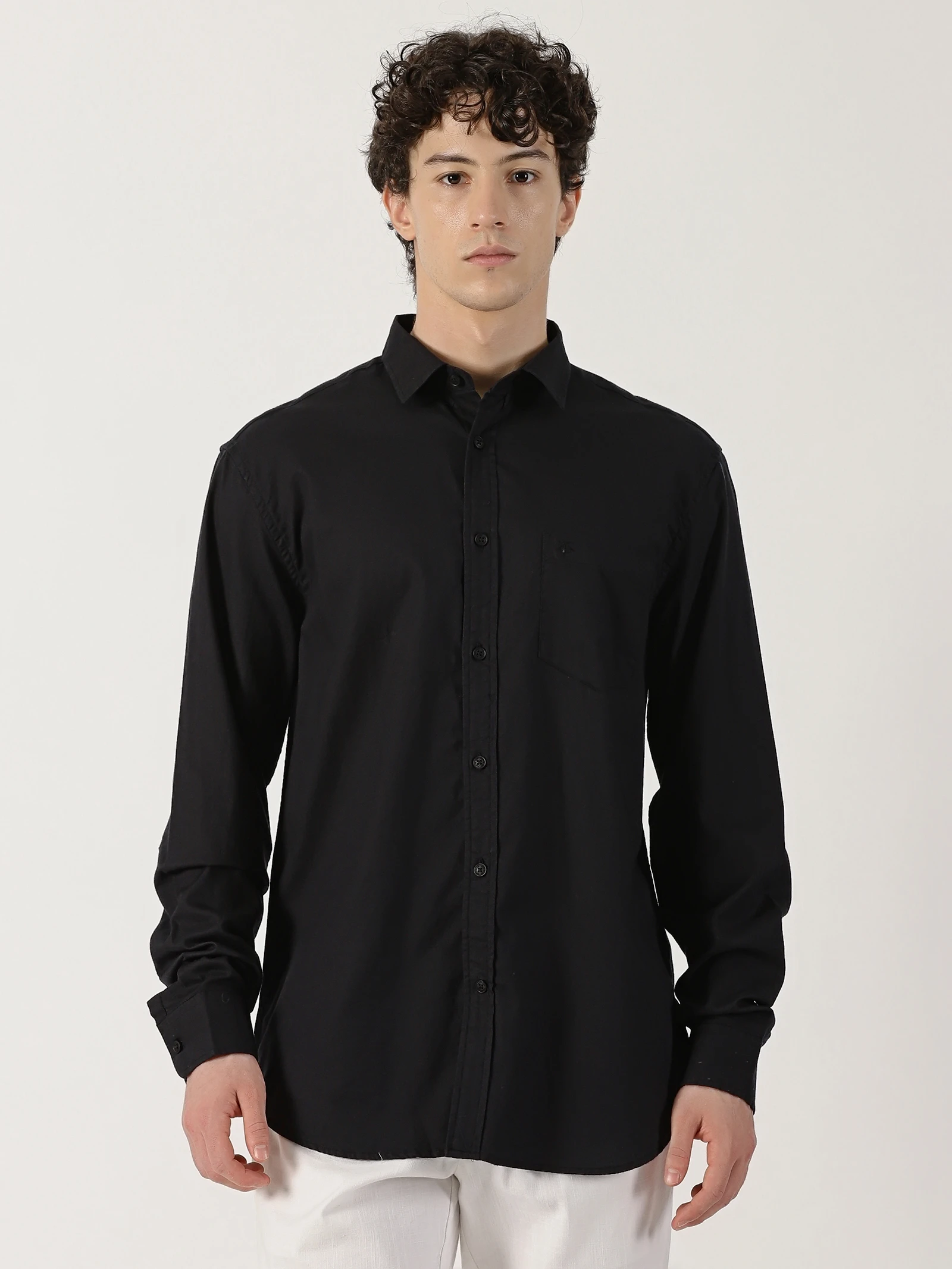 Classic Black Solid Rough Cotton